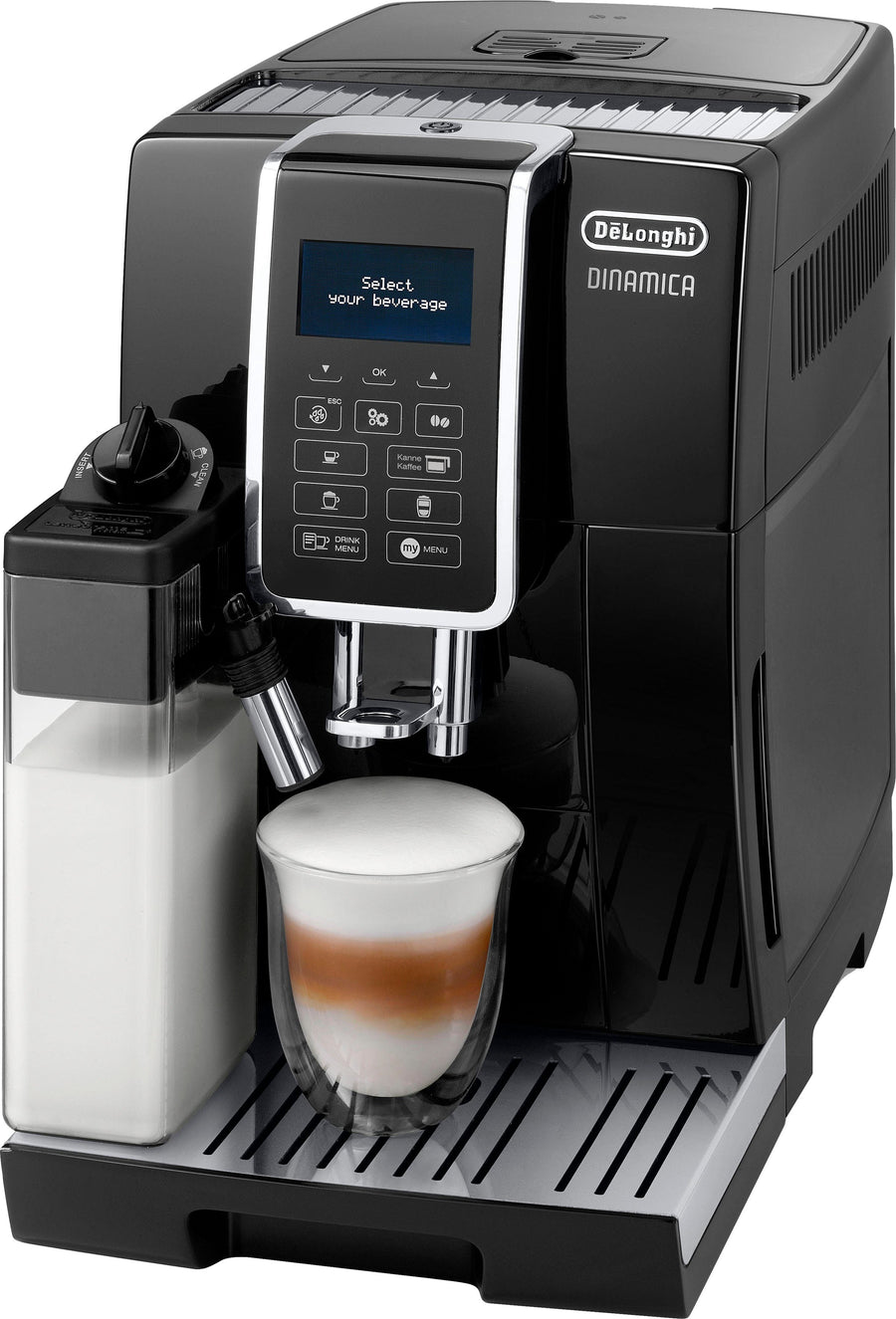 De'Longhi Dinamica ECAM356.57.B Kaffeevollautomat – LatteCrema System, 14 Getränke, Kannen-Funktion