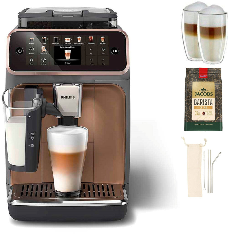 Philips EP5544/80 Kaffeevollautomat mit TFT-Display – 20 heiße oder eisgekühlte Kaffeespezialitäten, LatteGo, SilentBrew, 4 Profile
