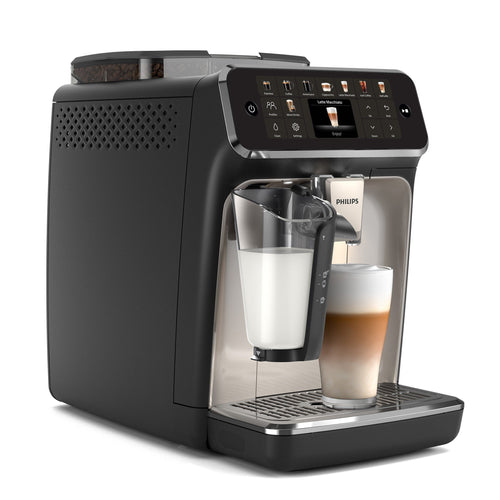 Philips EP5547/90 Kaffeevollautomat mit 5 Eco-Einstellungen – 20 Kaffeespezialitäten, LatteGo, SilentBrew, 4 Benutzerprofile, Chrom-Weiß